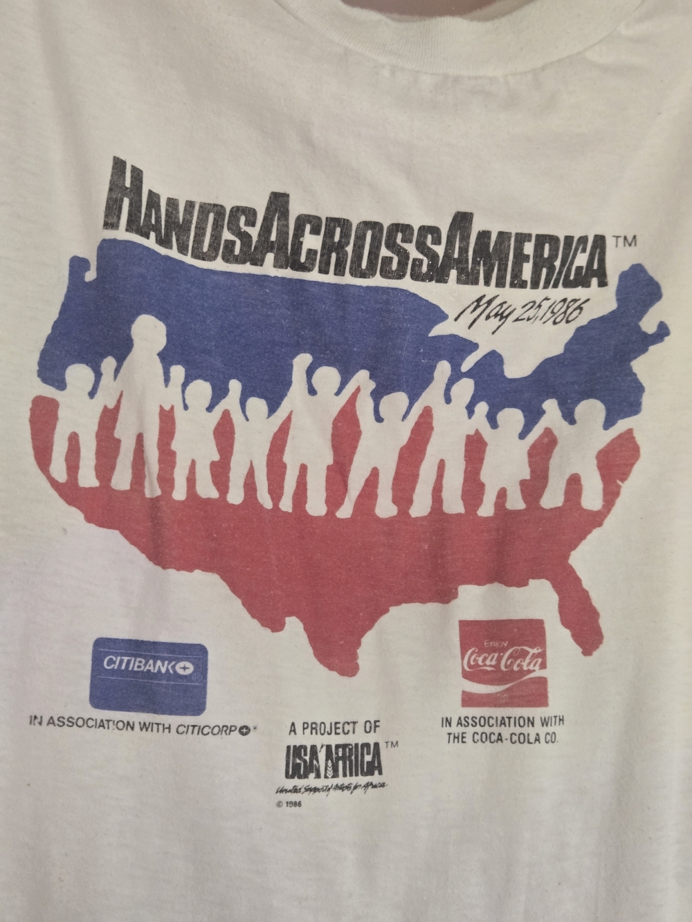 Vintage 1986 Hands Across America T-Shirt | XL | Historic 4th of July Tee